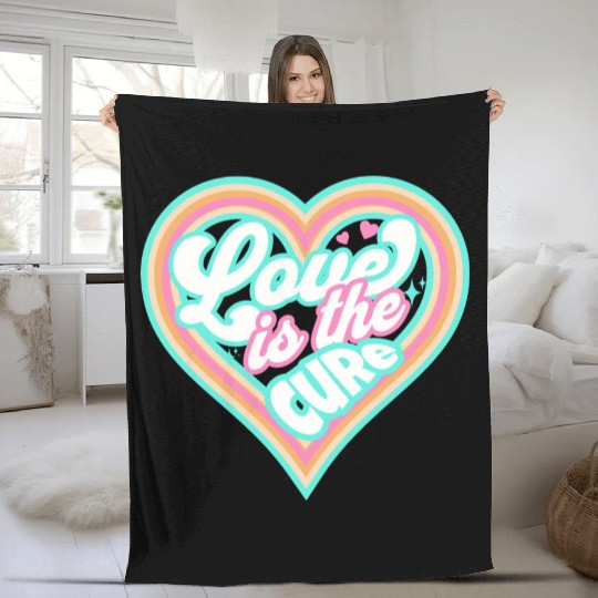 LOVE IS THE CURE (blue) Fleece Blankets
