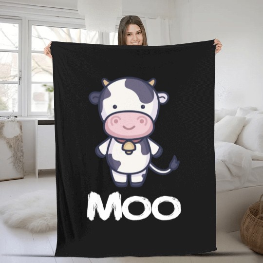 Moo Cow Lover Famer Cattle Ranch Dairy Farming Fleece Blankets