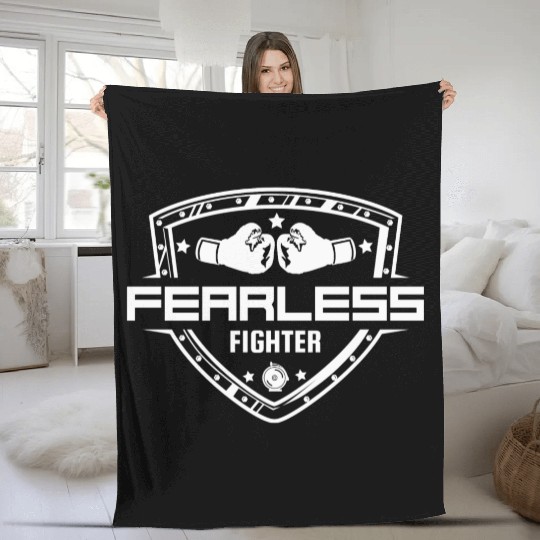 Fearless Fighter | Boxing Gloves Sports Player Fleece Blankets