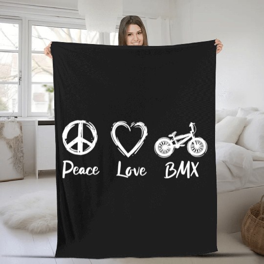 Peace Love BMX Fleece Blankets