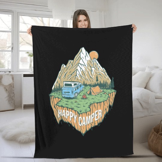 Happy Camper Explore The Nature Fleece Blankets
