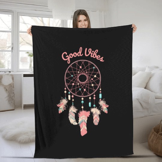 Black Illustrated Good Night Fleece Blankets