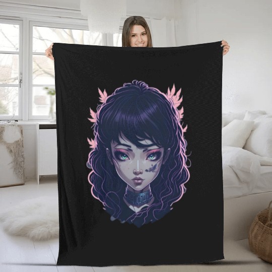 japanese street cyberpunk tokyo streetwear Fleece Blankets