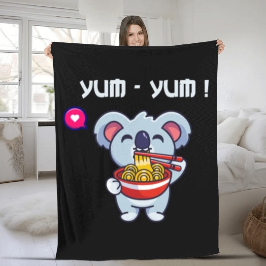 Yum Yum Ramen Noodle China Noodle Koala Japan Fans Fleece Blankets