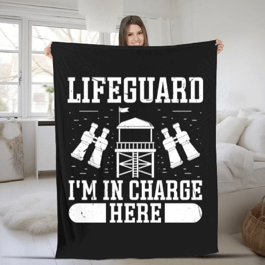 Lifeguard in charge here swimming pool guard Fleece Blankets