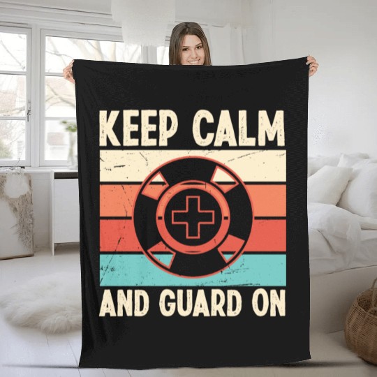 Lifeguard keep calm guard on swimming pool guard Fleece Blankets