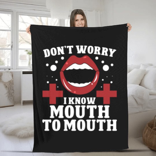 Lifeguard mouth to mouth swimming pool guard Fleece Blankets