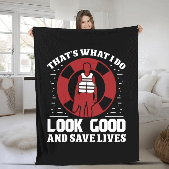 Lifeguard look good save lives swimming pool guard Fleece Blankets