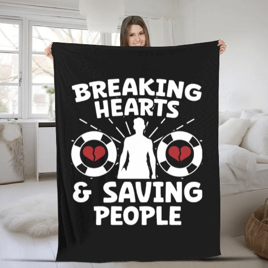 Lifeguard breaking hearts saving people pool guard Fleece Blankets