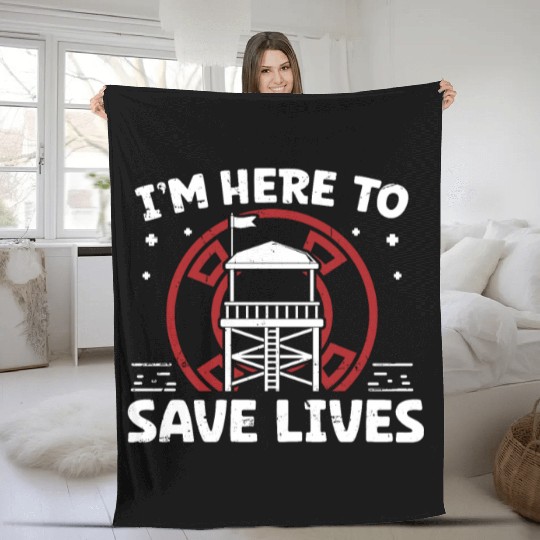 Lifeguard here to save lives swimming pool guard Fleece Blankets