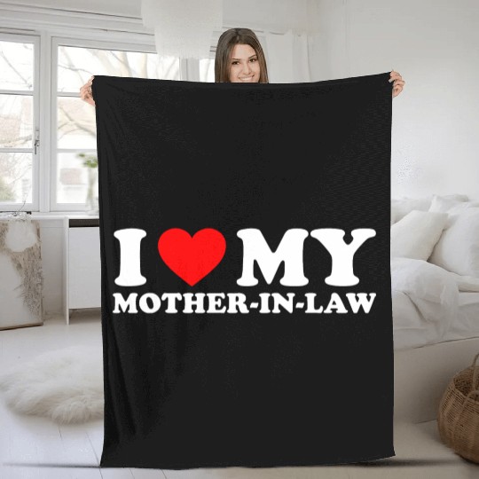 I Love (heart) my Mother-in-Law Fleece Blankets for funny