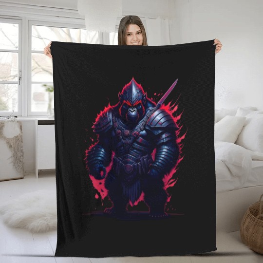 Amazing gorilla warrior Fleece Blankets