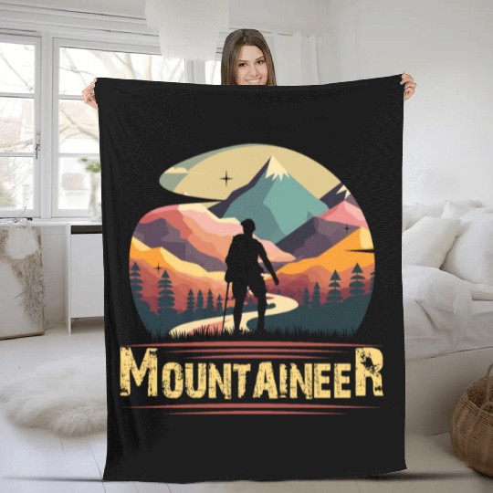 Mountaineer Mountains climbing Hiker Wanderlust Fleece Blankets