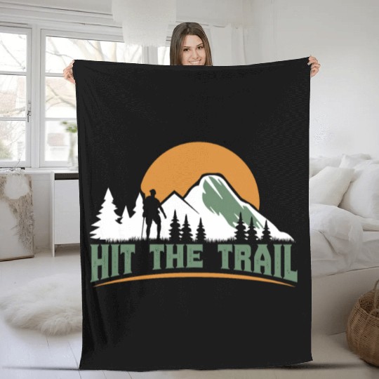 Hit the Trail Mountaineers Wanderlust Hiking Fleece Blankets