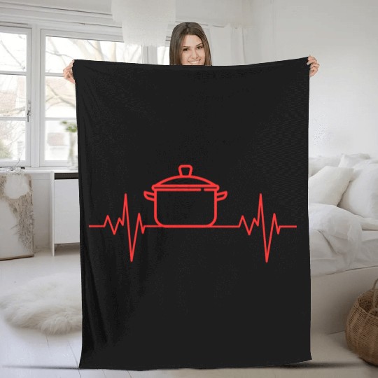 Passion Cooking / Eating / Baking Heartbeat ECG Fleece Blankets