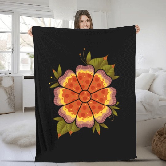 Pizza Flower Fleece Blankets
