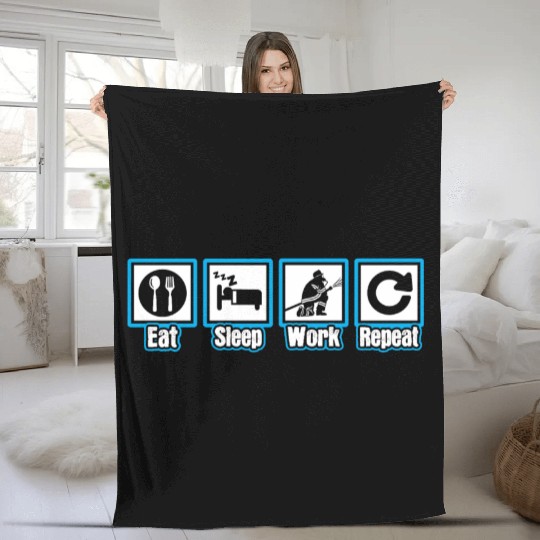 Firefighter Eat Sleep Work Repeat Fleece Blankets