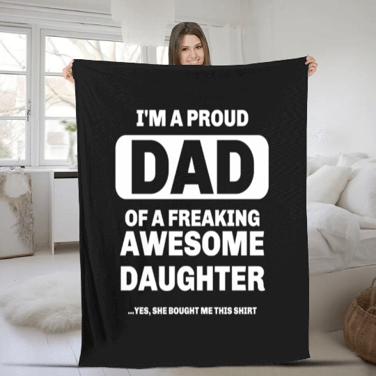 Mens Cool Gift From a Awesome Daughter Fleece Blankets