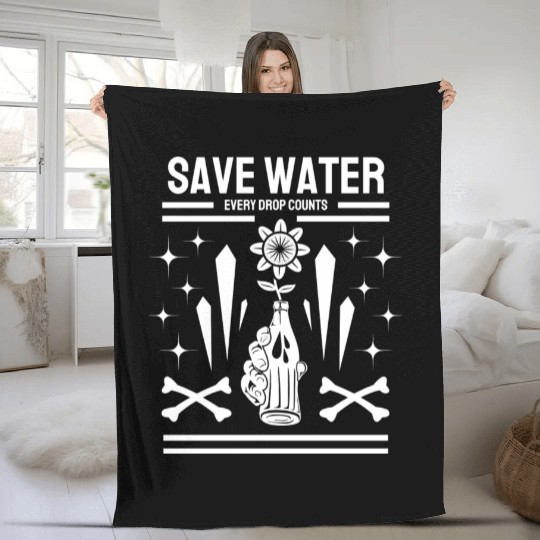 Earth Day Save Water Every Drop Counts Nature Fleece Blankets