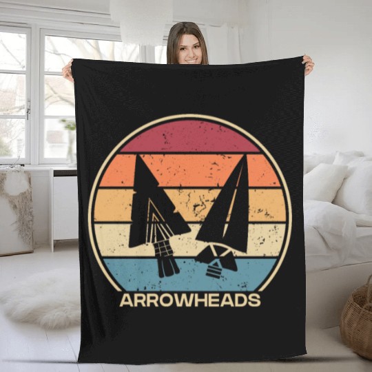 Retro Flint Artifact Rocks Hunter Arrowhead Fleece Blankets