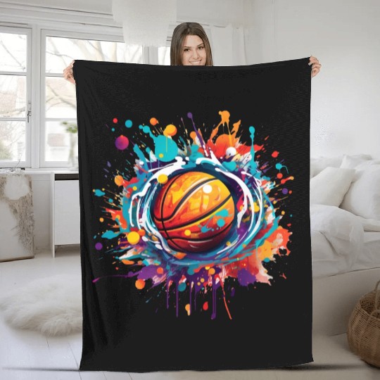 basketball graffiti art Fleece Blankets