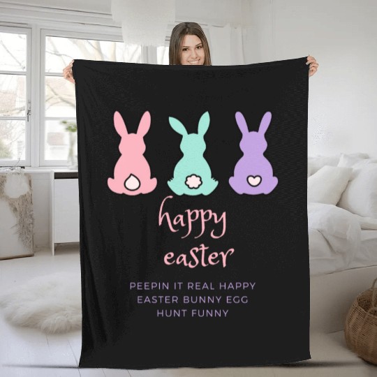 1Peepin It Real Happy Easter Bunny Egg Hunt Funny Fleece Blankets