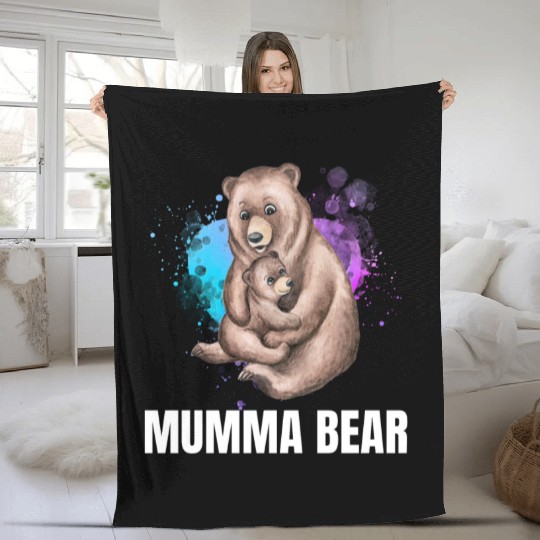 Mumma Bear, Mother's Day, Mom Fleece Blankets