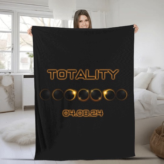 Totality 04.08.24 Total Solar Eclipse April 8 2024 Fleece Blankets