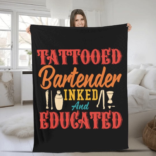 tattooed bartender inked and educated Fleece Blankets