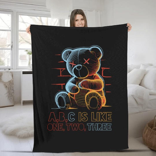 neon teddy bear Fleece Blankets