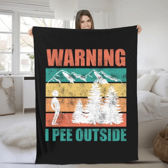 Wanderlust funny I love peeing outside Fleece Blankets