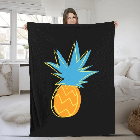 Neon Pop Art Pineapple Frenzy tumblr Fleece Blankets