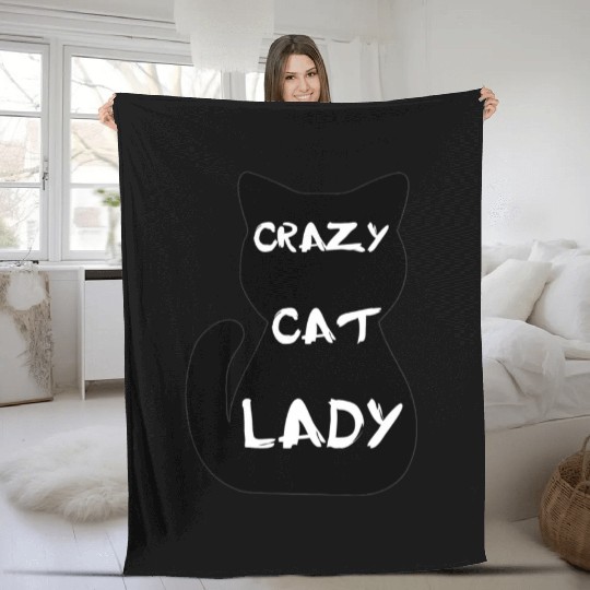 Crazy cat lady Fleece Blankets