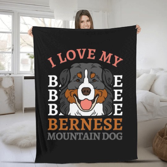 Bernese Mountain Dog cute mom of Bernese Mountain Fleece Blankets