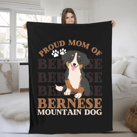 Bernese Mountain Dog mom of Bernese Mountain dogs Fleece Blankets