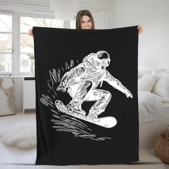 Snowboarding Jump Style Crass Snowboard Move Fleece Blankets