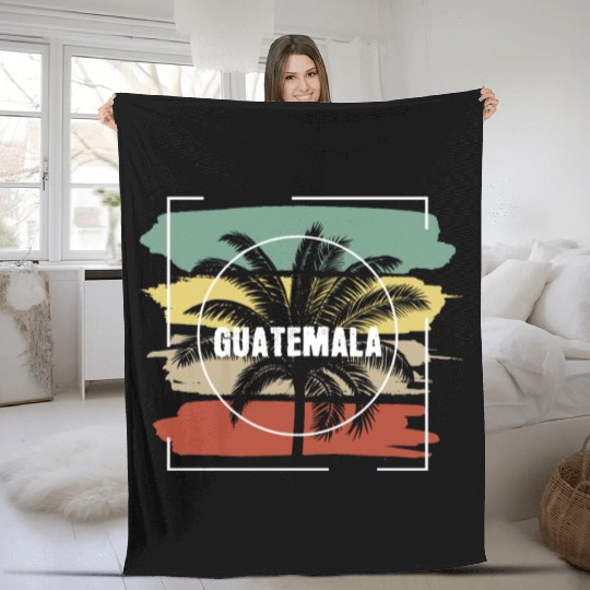 Guatemala Artistic Palm Tree Retro Fleece Blankets