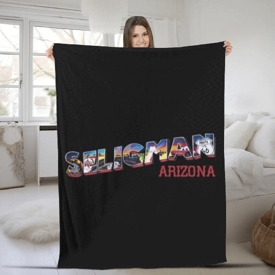 City of Seligman in Arizonna, US Route 66 Fleece Blankets