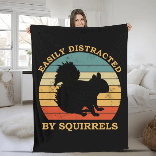 Squirrel Lover Easily Distracted By squirrels Fleece Blankets