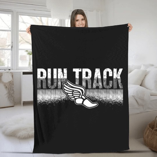 Track And Field Run Track Loves Running Athletic Fleece Blankets