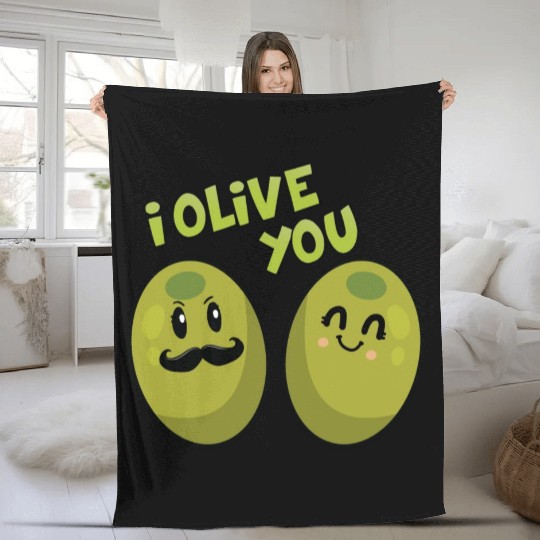 Green olives valentine olive you Fleece Blankets