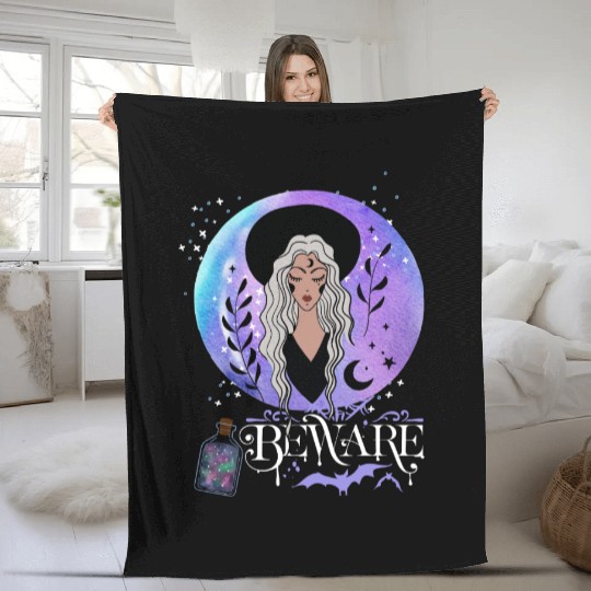 Magic Witch Tarot cards Beware potion witchy hat Fleece Blankets