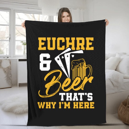 Euchre And Beer Card Game Player Poker Euchre Fleece Blankets