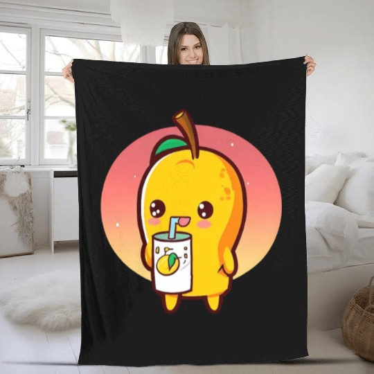Refreshing mango enjoying mango juice Fleece Blankets