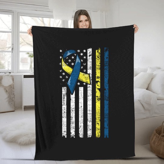 Down Syndrome Usa Grunge Fleece Blankets