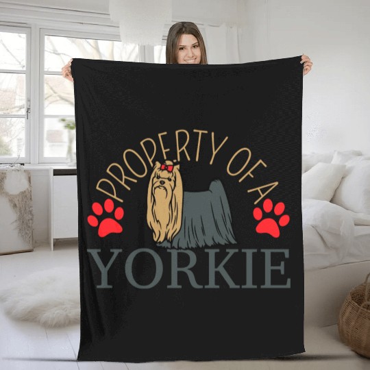 Property Of A Yorkie Yorkshire Lover Fleece Blankets