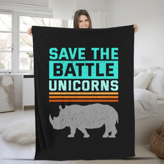 Rhino Unicorn Rhinoceros Animal Wildlife Lover Saf Fleece Blankets