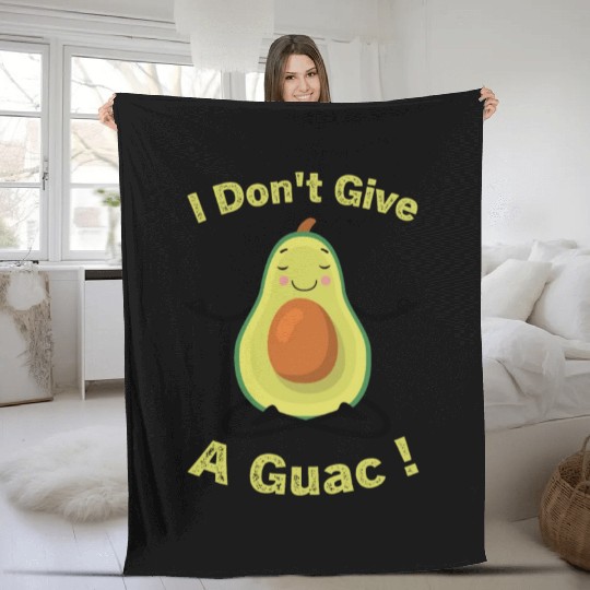 I Don't Give A Guac ! Funny Avocado Pun Green Fleece Blankets