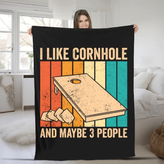 Funny Cornhole Retro Fleece Blankets