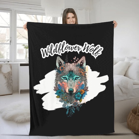 Wildflower Wolf Fleece Blankets